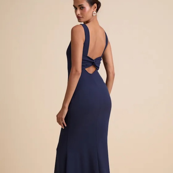 Lulus Love In Your Eyes Navy Knotted Mermaid Maxi Dress - Picture 1 of 4